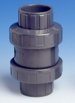 Rckschlagventil PVC, mit 2 berwurfmuttern, Muffen 63 mm